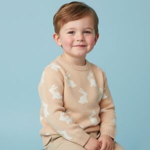 Wonder Nation Toddler Sweater with White Bunny Pattern - 4T